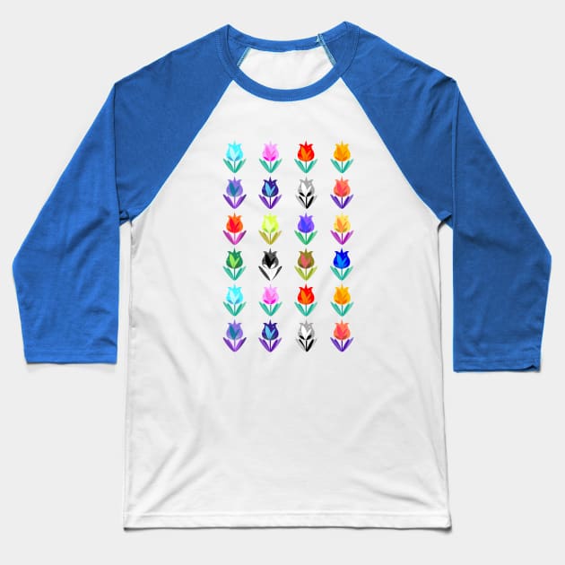 Nocturne Tulip Garden Baseball T-Shirt by nocturne-design